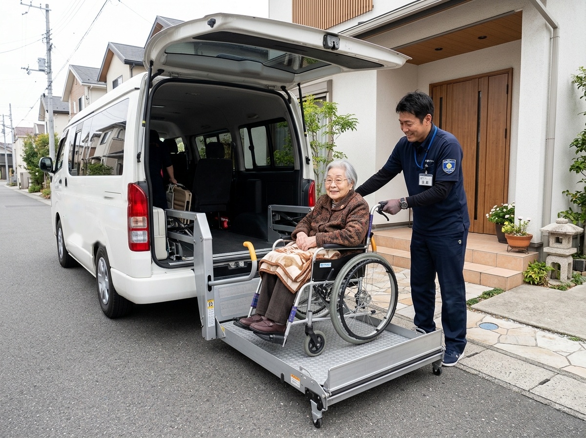 車いす・ストレッチャーに乗ったままドアtoドアで送迎する車両